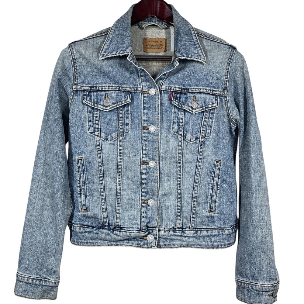 Levis Jean Jacket Womens M Blue Cotton Blend Classic Type 3 Denim Trucker 2006